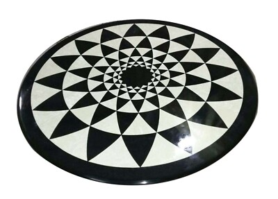 #ad Black Round Marble Coffee Table Top Antique Design Inlay Work Patio Corner Table $389.50