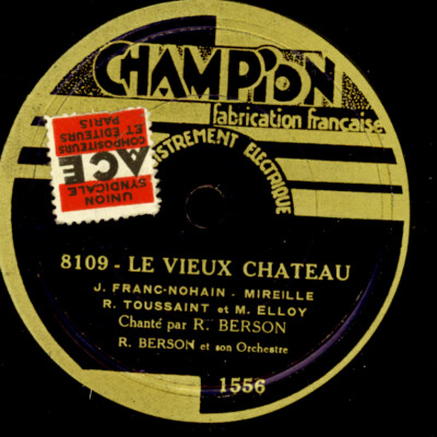 R.BERSON ORCHESTRA Les Vieux Chateau /Symphonic-Jazz 78rpm Schellackplatte S2472