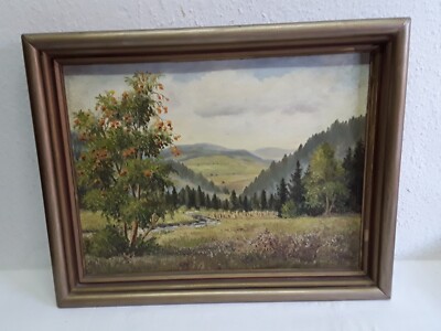 Gemälde Landschaft Vugelbeerbaam Vogelbeerbaum Eberesche signiert E. Weber ? 