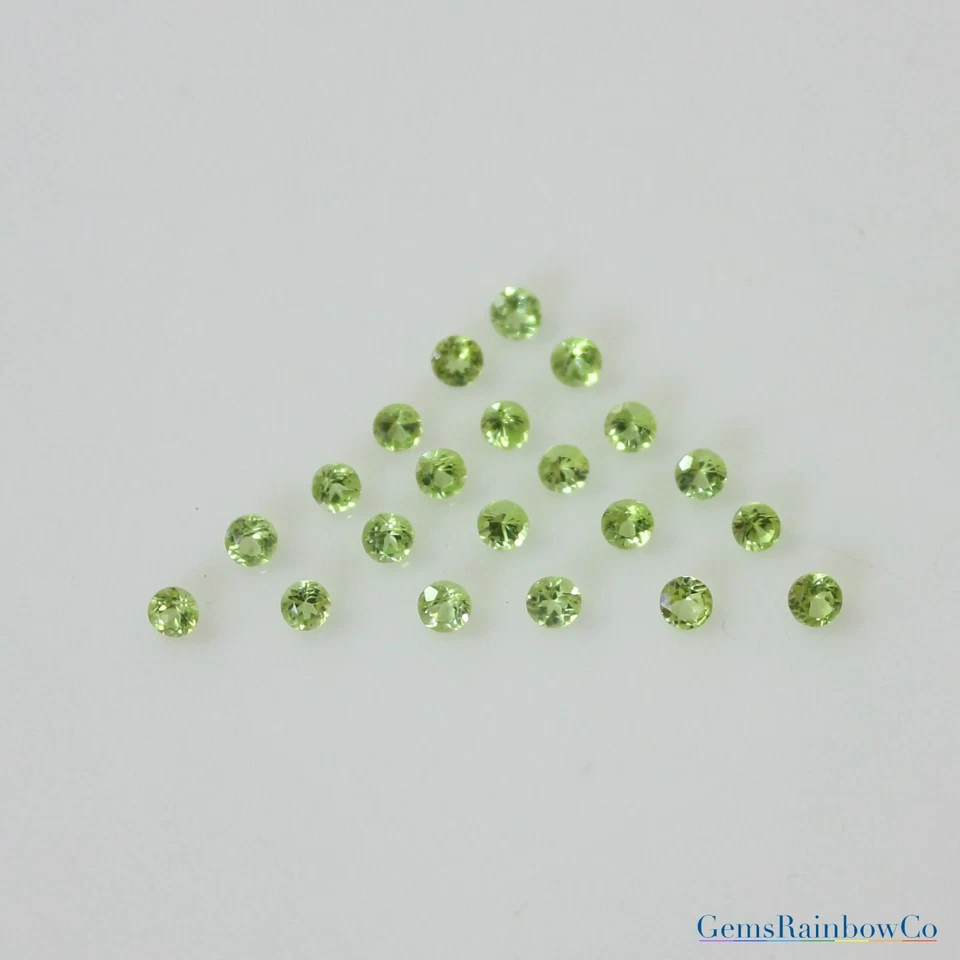 Natural Peridot Green Round Faceted 1.5mm, 2.5mm, 2.75mm & 3mm Stone AAA Quality - Image 4 of 4