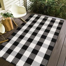 Buffalo Plaid Farmhouse Rug 27"x44" Buffalo Check Door Mat Black And White Rug