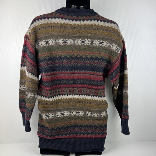 Vintage Ansett Made in Australia Pure Wool Knitted Cardigan Mens L Navy Blue/Red - Picture 2 of 7