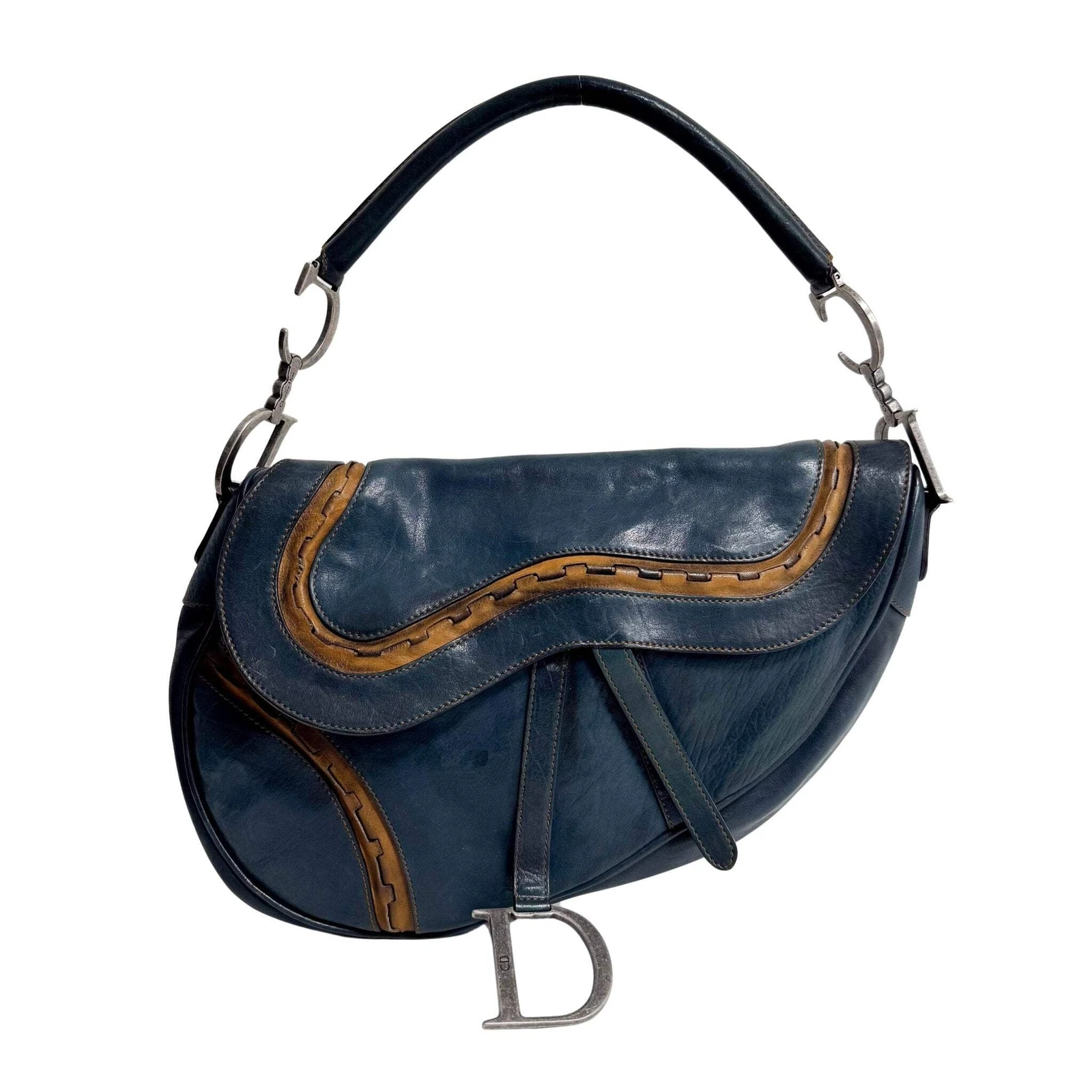 Sac bandoulière DIOR Saddle Gaucho vert cuir vieilli