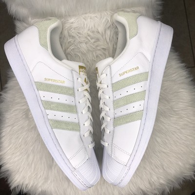 Adidas Superstar Foundation White Linen Green Leather Suede RARE Men's 11.5  | eBay