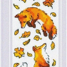 StitchyFox: Enchanting Foxes in The Leaves Cross Stitch Kit 14 Count 