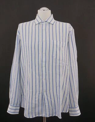 HUGO BOSS Two Ply Hemd Freizeithemd KW44 XL weiß blau gestreift Langarm Kent B47 - Bild 1 von 4