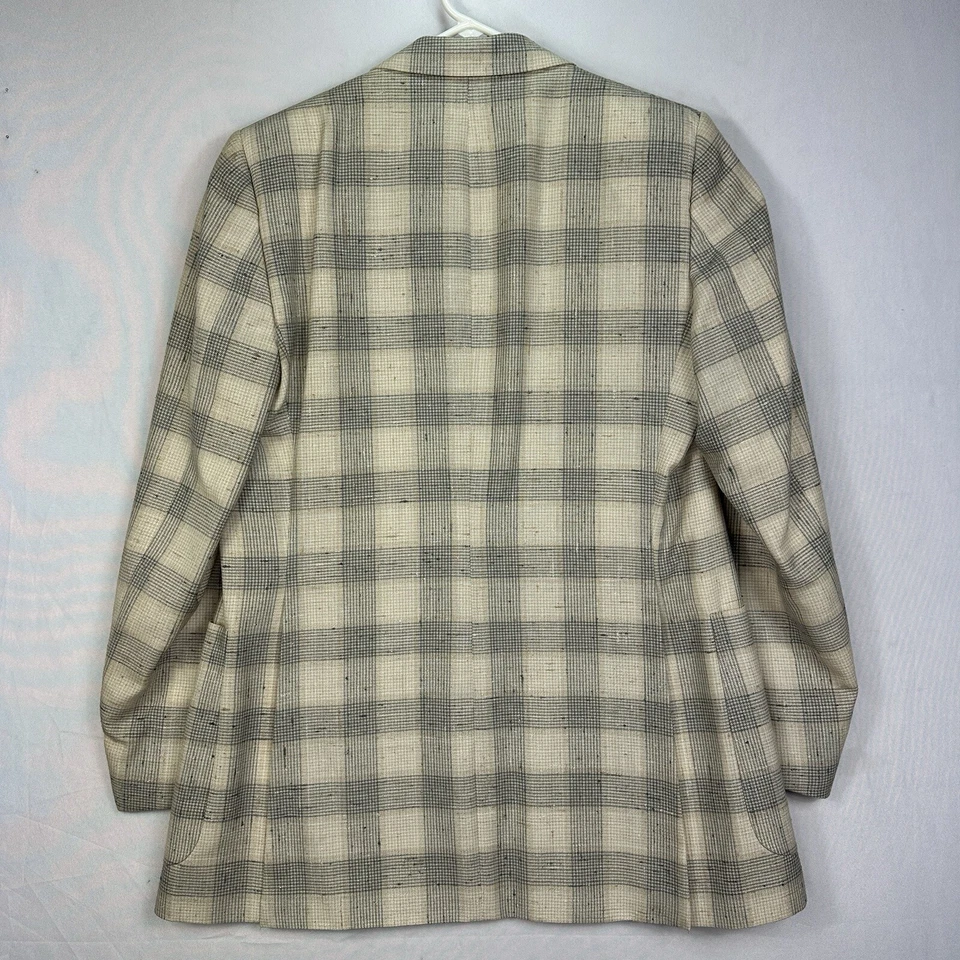 Blazer de lana marfil vintage Pierre Cardin para hombre 40L ventana a cuadros abrigo deportivo Foto 3 de 4