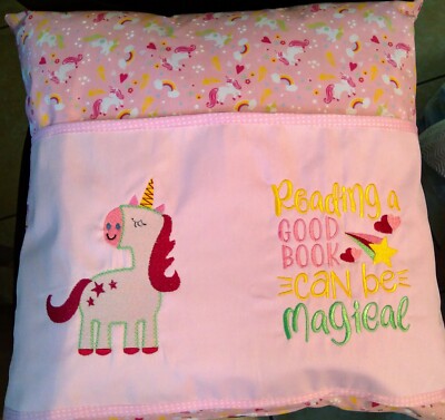 Pink Childrens Unicorns Reading Pillow Case ONLY~ Machine
