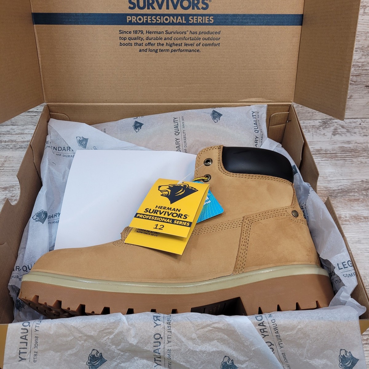 Herman Survivors Professional Series Waterproof Steel Toe Work Boot Men\'s Sz 12 HERMAN SURVIVORS Sz 12 Plower Waterproof Steel Toe Pull On  main image 2