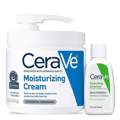 CeraVe Moisturizing Cream + Hydrating Cleanser Set, Dry Skin Relief