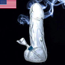 Bong in vetro 8" pene maschile spesso FREDDO bong dick fumo tubo acqua narghilè USA stock