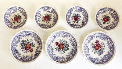 Vtg Copeland Spode Mayflower 2/8772 Bowls & Luncheon Plates/Lg Saucers Set of 7