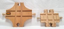 Vintage Lot of 2 Brio Wood 4-Way Train Track Cross  Intersection Pieces