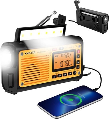XHDATA D608WB Tragbares Notfall Radio mit Kurbel Solarradio mit Kurbel 3000mAh