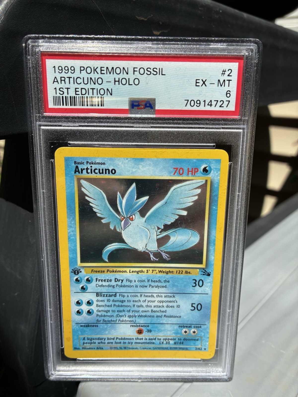 Articuno 1999 Pokemon Fossil 1st Edition Holo Rare Card 2/62 PSA 6