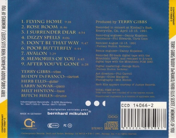 CD Terry Gibbs & Buddy DeFranco: Memories of you + Herb Ellis/ Milt Hinton u.a. - Bild 2 von 2
