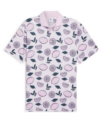 Puma Arnold Palmer Mens LMATTR Pink Lemonade Golf Polo Shirt New NWT LARGE NEW