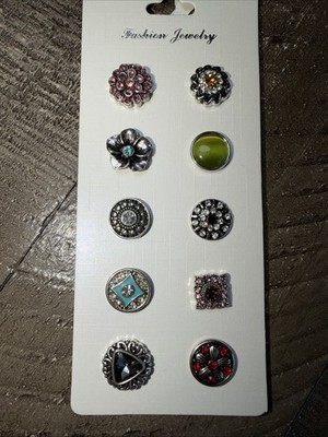 Set Of Petite Earrings 10 Snaps 12mm Gingersnaps Charm Ginger Snap Button Lot