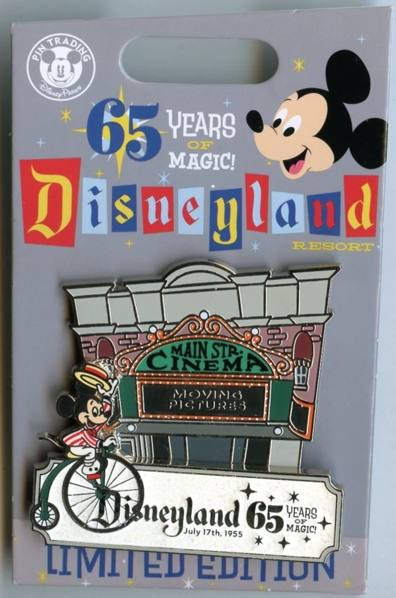 Disney Disneyland Resort Main Street Cinema Mickey Mouse 65 Years of Magic Pin