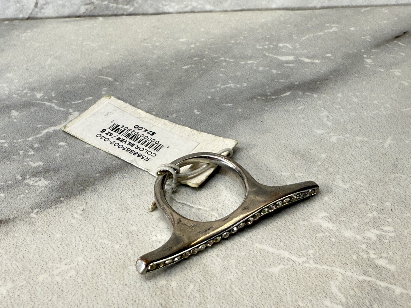 BCBGeneration Silver Rhinestone Flat Wide Ring Si… - image 3