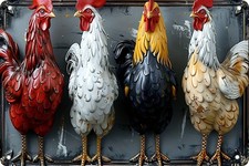 Retro Funny Chicken Tin Sign,Vintage Chicken Coop Metal Poster, Farm Wall Art...