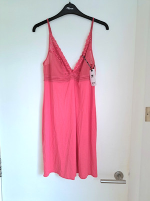 Wacoal Chemise Set Size M Briefs Lingerie Lace Soft Jersey Coral Pink BNWT