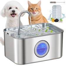 PawHut 3.2L Cat Water Fountain for Drinking Stainless Steel Ultra-Silent