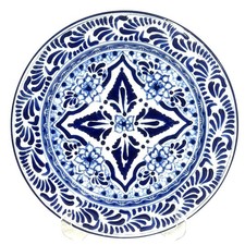 Talavera Puebla Pottery Mexico Cobalt Blue Wh...