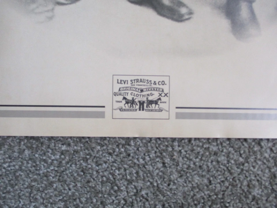Vintage Original 1983 LEVIs Blue Jeans Cowboy Miners Western Poster 24" x 30" - Image 4 of 4