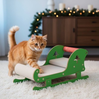 Weihnachtsschlitten Katzenkratzer austauschbarer Kern für Weihnachtsdekoration, Katzen