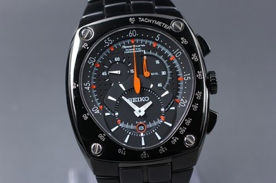 Box ] SEIKO Sportura Kinetic 7L22-0AD0 Chronograph Date Black Mens