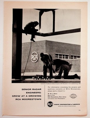 Vintage 1960 RCA Moorestown NJ Radar Engineer Recruitment Print Ad Ephemera