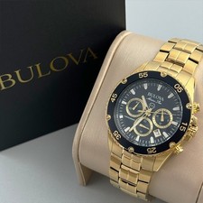 Bulova Marine Star 98B406 Black Dial Men's Chronograph Quartz Watch 41.5 mm