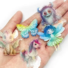 100Pcs Holographic Fantasy Stickers Decorative Adhesive Watercolor 