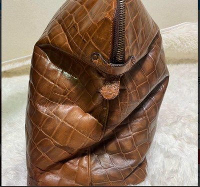 Giorgio Armani Boston Bag Large Capacity Crocodile Embossed