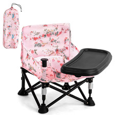 Booster Seat for Kitchen Chair with Removable Tray, Portable Foldable Baby Chair
