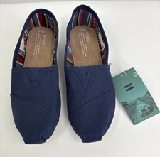 TOMS Womens Classic Canvas Slip-On Casual Shoe Navy Blue Size 8.5 NEW