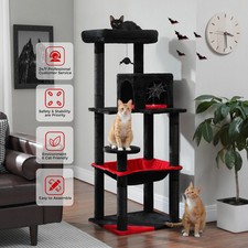 Gothic Cat Tree for Indoor Cats, Tall Cat Tower with Super Large Hammock Covered