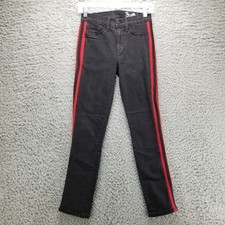 SIWY Jeans Womens 25 Black Mirror Striped Marion Skinny Made In USA