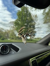 Whitetail Deer Skull Car Mirror Hanger Ornament Hand Painted
