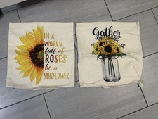 Sunflower Pillow Covers 17x17 Inches Set of 2 Very Good Condition