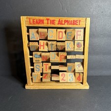 Vtg Learn The Alphabet Wood Alphabet Abacus