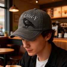 F-Caw-F Crow Hat, Vintage Gothic Black Bird Fcawf Cap,Vintage Baseball Cap