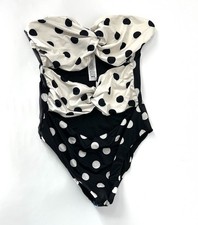 Asos NWOT polka dot swimsuit women’s 12-14 Cream Black Swimwear