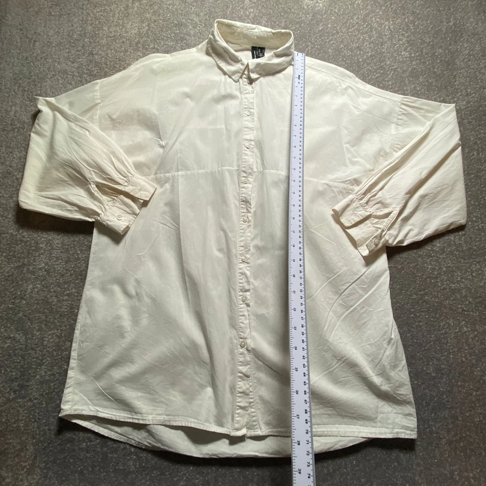 Camisa Vero Moda Feminina Pequena Branca Oversized Manga Longa Algodão - Imagem 2 de 4