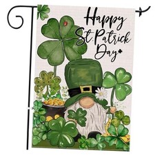 St Patricks Day Garden Flag 12x18 Inch Double Sided st patricks gnome 12x18