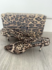 Dolce & Gabbana Brown Black Animal Print Slingback Ankle Strap Heels EU 39