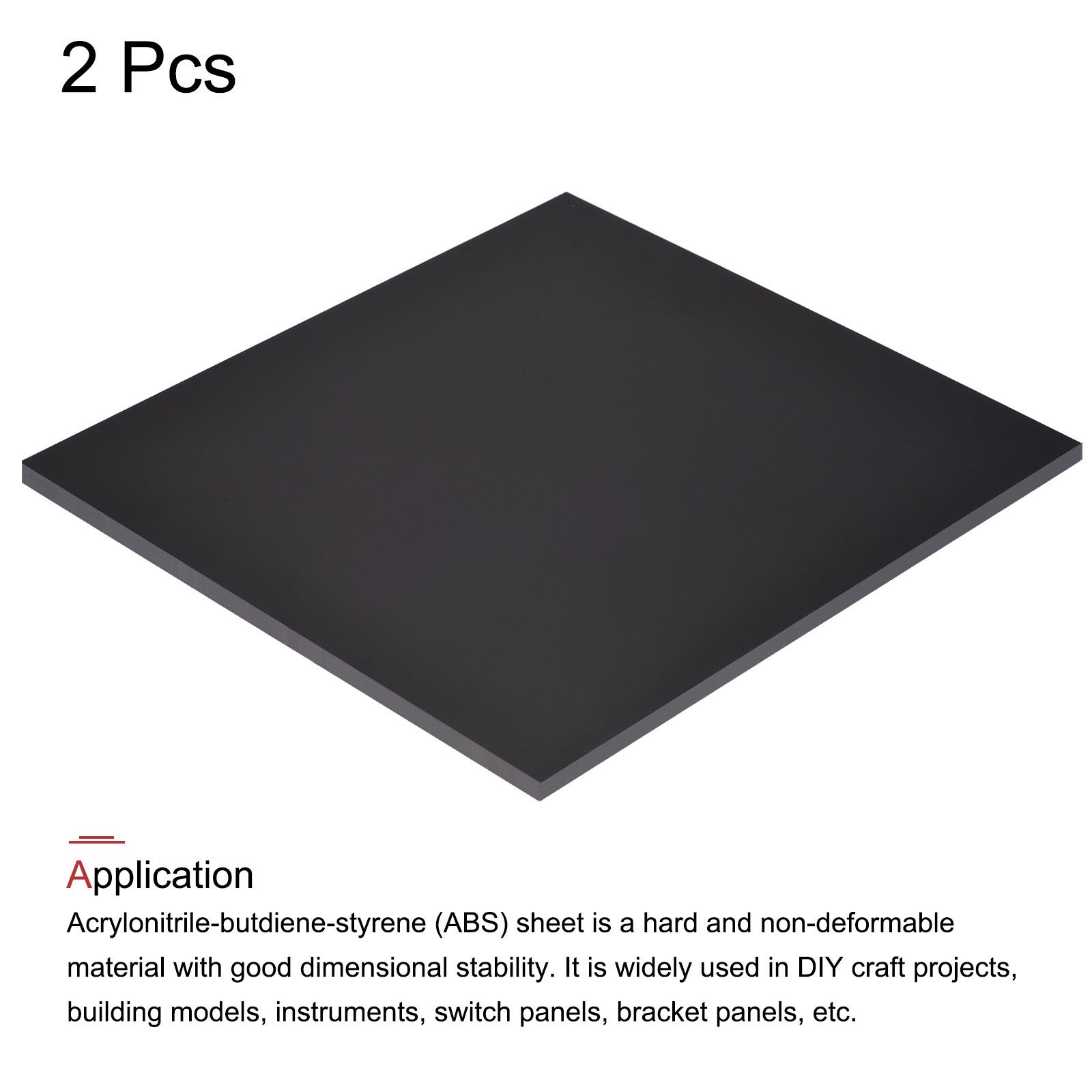 ABS Plastic Sheet 10" x 10" x 0.24" ABS Styrene Sheets Black 2 Pcs