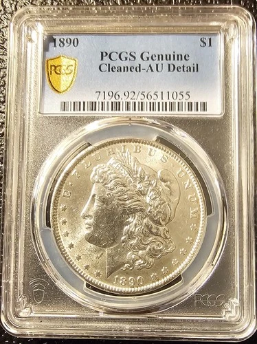 1890 Pcgs Genuine AU Detail Morgan Silver Dollar