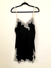 Natori Satin Chemise Slip Dress. 1X. Black With Lace